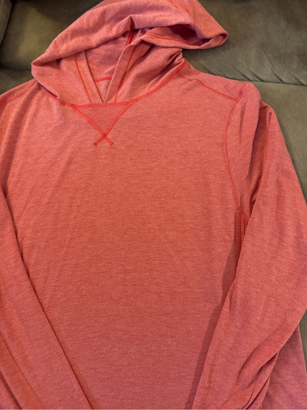 Toes on the Nose.  Men's Heather Red Hoodie - Lightweight Everyday Pullover